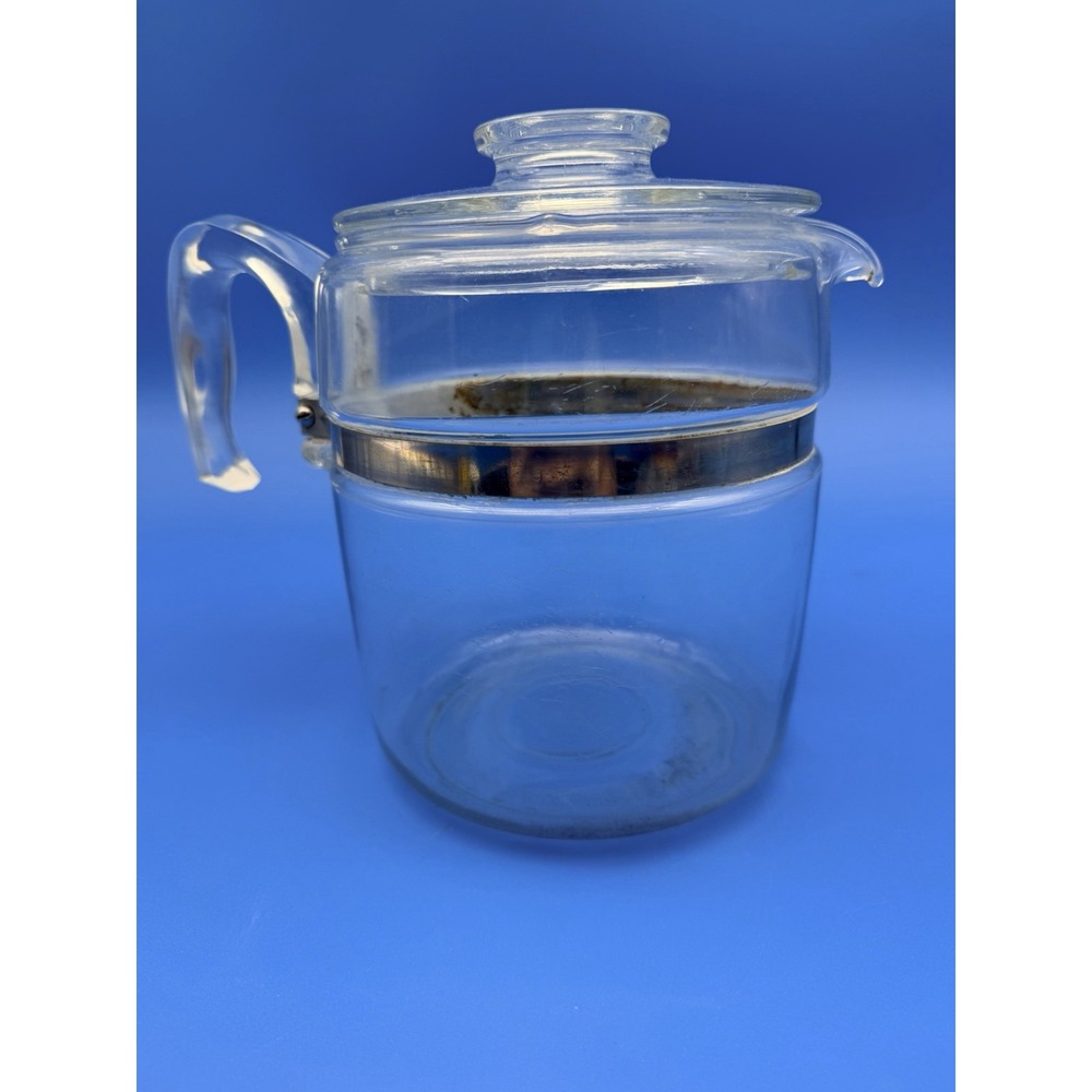 Vintage Pyrex Flameware 7759 9 Cup Glass Coffee Pot Percolator Lid USA